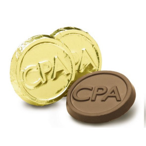 Milk Chocolate CPA Coins in Gold Foil - Stock -CASE PRICE