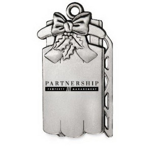 Pewter Finish Sled Ornament with Ample Room for Decoration