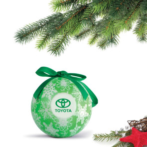 Green Shatterproof Ornament with Snowflake Design and Gift Box