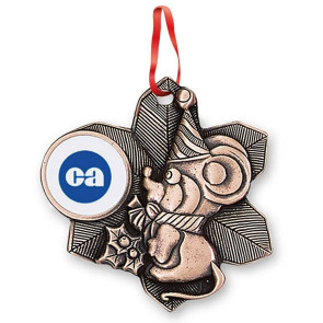Metal 3D Christmas Mouse Ornament with Color Imprint
