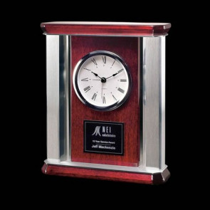 Rosedale 9 in. Mantle Clock - Rosewood/Alum