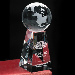 Tapered Optical Crystal Globe Award 7 in.