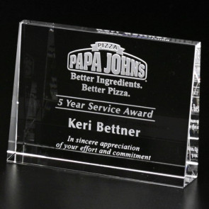 Horizontal Wedge Optical Crystal Award 4-3/4 in. W