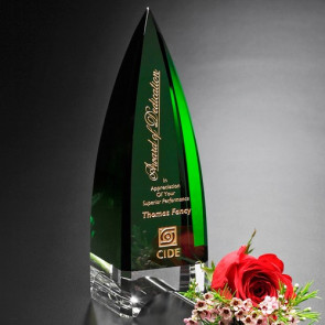 Culmination Award 7 in. Green Optical Crystal