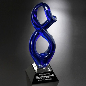 Allegiance Art Glass Award 16-3/4 in. Blue on Black Glass Base