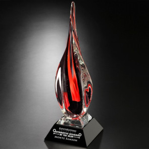 Imperial Art Glass Award 17-3/4 in. on Black Glass Base