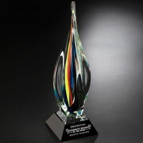 Majesty Art Glass Award 19-3/4 in. on Black Glass Base
