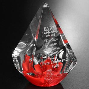 Large Quatro Pyramid Art Glass Award - Red 5-1/2 in.