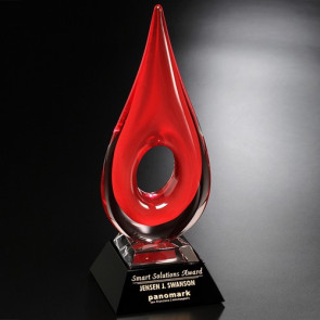Red Teardrop Art Glass Award 14 in.