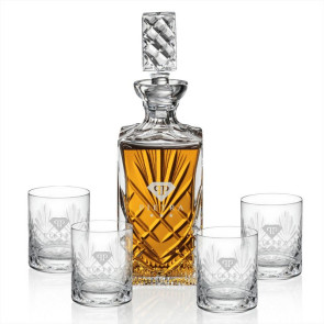 Cavanaugh Decanter and 4 Double Old Fashioned Glasses