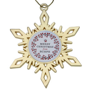 Gold Snowflake Shape Die Cast Holiday Ornament