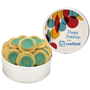 Blue, Red Or Crystal Sugar Cookies with Your Full Color Print on Tin