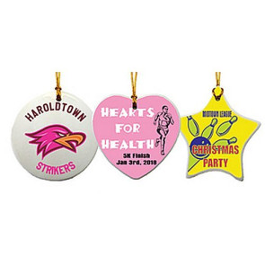 Ceramic Heart Ornament with Full Color Promotional Imprint