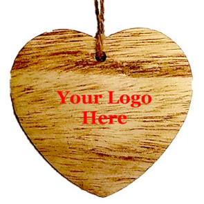 Rustic Wood Heart Ornament - Screen Printed Logo or Design