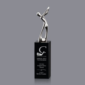 Peale Golf Award - Chrome/Black 8 1/2 in