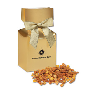 Gold Premium Delights Gift Box w/Sweet & Salty Mix Decorated with Company Logo