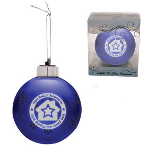 Custom Christmas Ornaments -Blue Light-Up Glass Ornament
