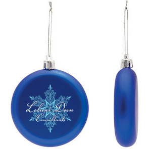 Flat Round Shatter Resistant Blue Christmas Ornament