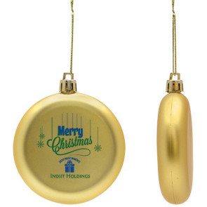 Flat Round Shatter Resistant Gold Christmas Ornament