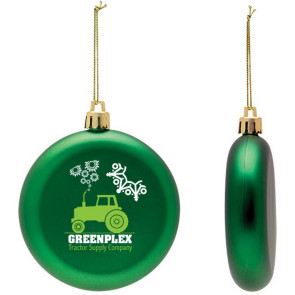 Flat Round Shatter Resistant Green Christmas Ornament