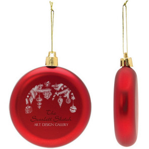 Flat Round Shatter Resistant Red Christmas Ornament
