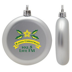 Flat Round Shatter Resistant Silver Christmas Ornament