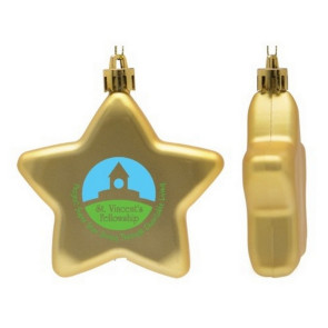 Flat Star Shape Shatter Resistant Gold Christmas Ornament