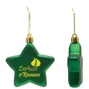 Flat Star Shape Shatter Resistant Green Christmas Ornament