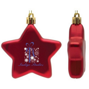 Flat Star Shape Shatter Resistant Red Christmas Ornament