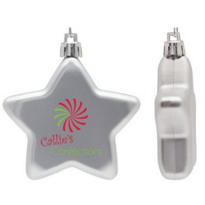 Flat Star Shape Shatter Resistant Silver Christmas Ornament