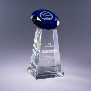 Diamond Spire Crystal Award - Blue