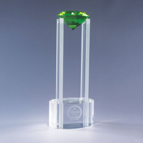 Sky Diamond Optic Crystal Award - Green Optic Glass Diamond