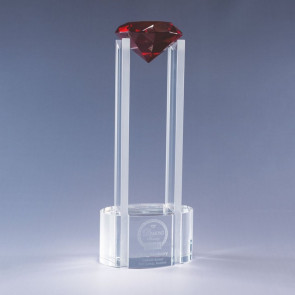 Sky Diamond Optic Crystal Award - Red Optic Glass Diamond