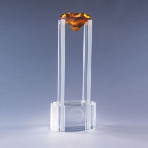 Sky Diamond Optic Crystal Award - Amber Optic Glass Diamond