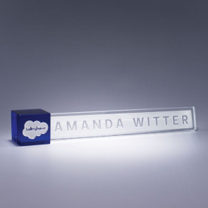 Accent Optic Crystal Nameplate - Blue Cube