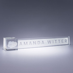 Accent Optic Crystal Nameplate -Clear Cube