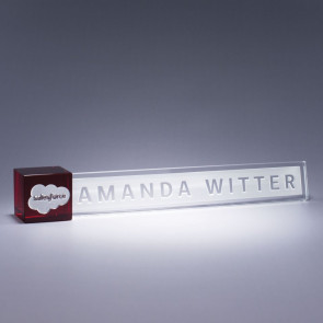 Accent Optic Crystal Nameplate -Red Cube