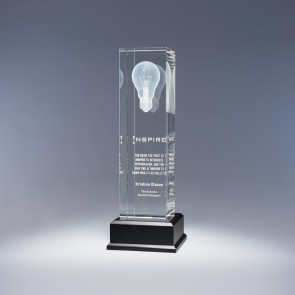 Luminosity 3D Lasered Lightbulb in Optic Crystal Award - Lighted Base