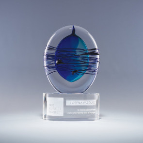 Vibrations Art Glass Optic Crystal Award MED 8.5in