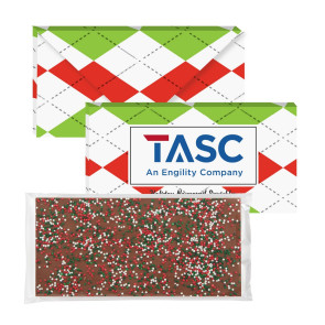 3.5 oz Executive Custom Chocolate Bar with Holiday Nonpareils