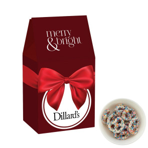 Gable Top Box Box w/ Chocolate Pretzels - White Chocolate Rainbow