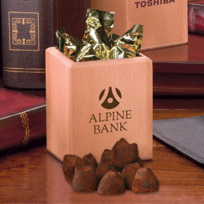 Hardwood Pen and Pencil Cup with Cocoa Dusted Truffles