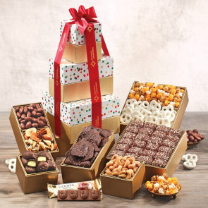 Tower of Luxury Chocolates, Nuts and Popcorn - Serves 25-30