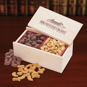 Chocolate Almonds and Cashews in Wooden Collector's Box