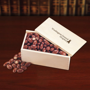 Chocolate Covered Almonds in Wooden Collector's Box