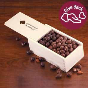 Milk and Dark Chocolate Covered Almonds in Wooden Collector's Box