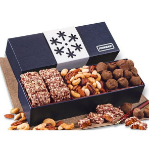Navy Snowflake Wrapped Gift Box