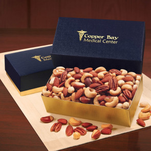 Deluxe Mixed Nuts in Navy and Gold Gift Box