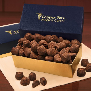 Cocoa Dusted Truffles in Navy and Gold Gift Box