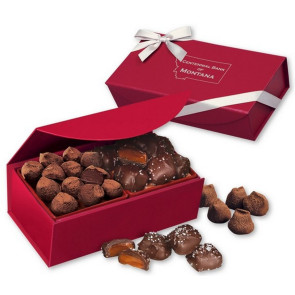 Sea Salt Caramels and Truffles in Red Magnetic Closure Box